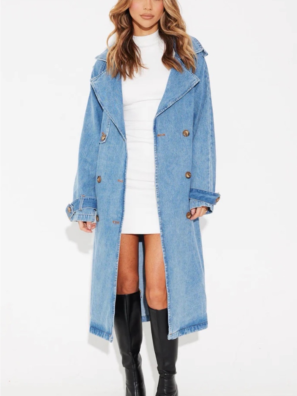 Bronze Snake Denim Trench Coat - Picture 4 of 5